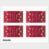 Red, Gold Glitter Snowflakes Wine Label Sticker (Sheet)