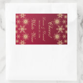 Red, Gold Glitter Snowflakes Wine Label Sticker (Bag)