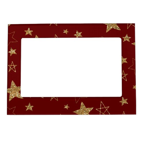 Red Gold Glitter Stars Magnetic Frame