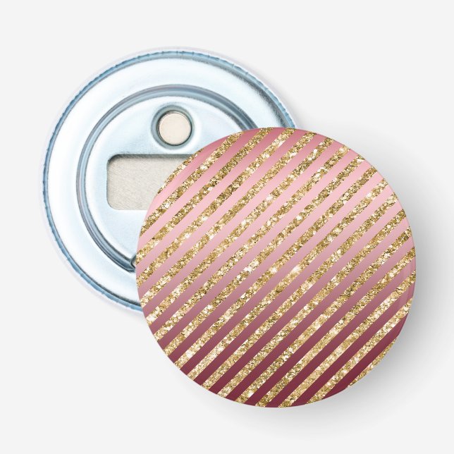 Red Gold Glitter Stripes Bottle Opener (Front)