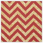 Red Gold Glitter Zigzag Stripes Chevron Pattern Fabric