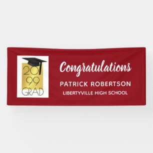Red & Gold GRAD   Editable Color   Graduation Banner