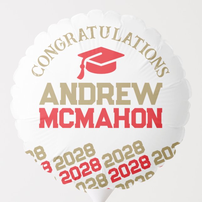 Red & Gold Graduation Centerpiece Balloon (Back)