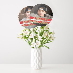 Red & Gold Graduation Double Photo Centerpiece Balloon