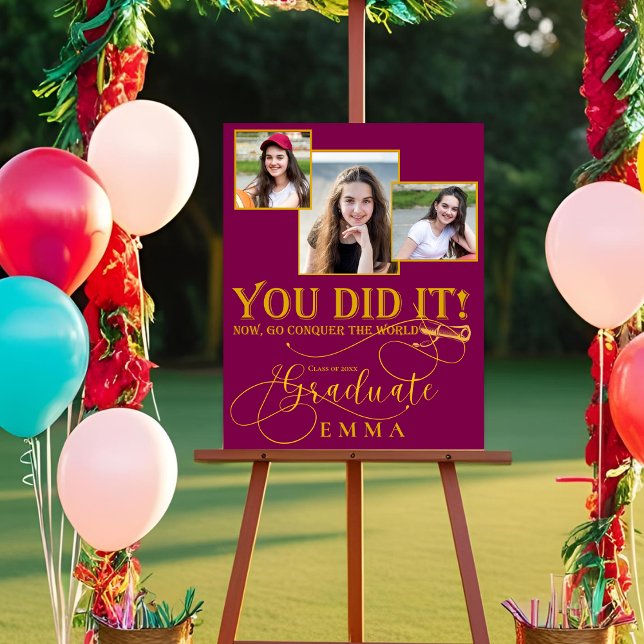 Red Gold Graduation Multi Photo Keepsake Print (Red Gold Graduation Multi Photo Keepsake Poster)