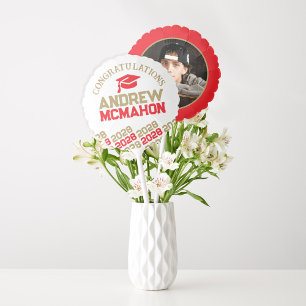 Red & Gold Graduation Photo Centerpiece Balloon