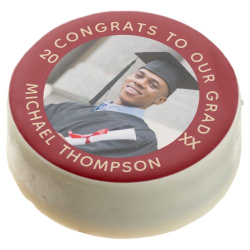 Red Gold Graduation Photo Class Year Personalized Chocolate Covered Oreo