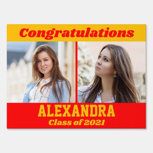 Red Gold Graduation Photo Sign