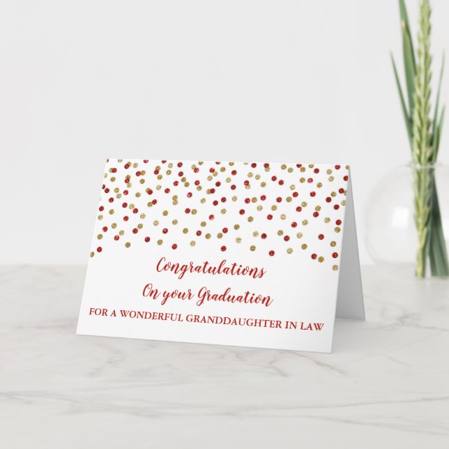 Red Gold Granddaughter in Law Graduation Card (Front)