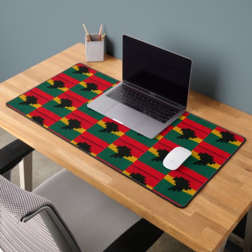 Red Gold Green Africa Map Artisan Crochet Print    Desk Mat