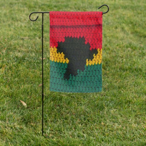 Red Gold Green Africa Map Artisan Crochet Print    Garden Flag