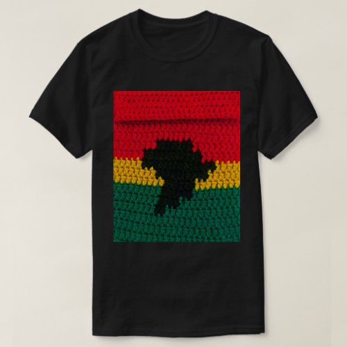 Red Gold Green Black Africa Artisan Crochet Print T_Shirt
