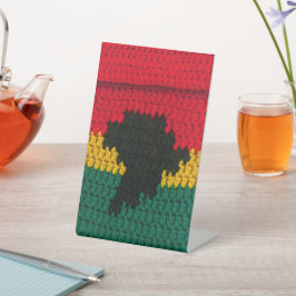 Red Gold Green Black Africa Designer Crochet Print Pedestal Sign