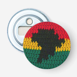 Red Gold Green Black Africa Map Crochet Print Bottle Opener