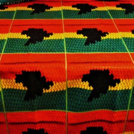 Red Gold Green Black Africa Map Crochet Print on Sherpa Blanket