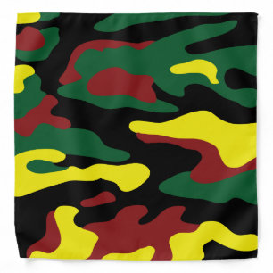 Red Gold Green & Black camouflage Bandana