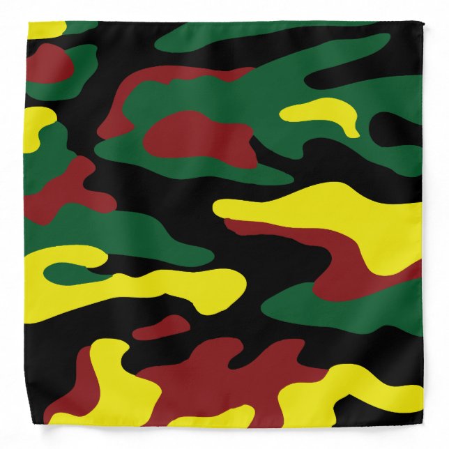 Red Gold Green & Black camouflage Bandana (Front)