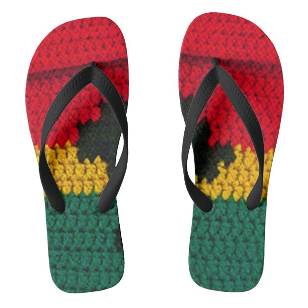 red and green flip flops