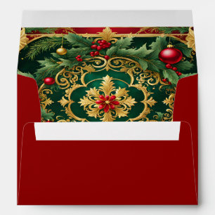 Red Gold Green Christmas Holiday Envelope