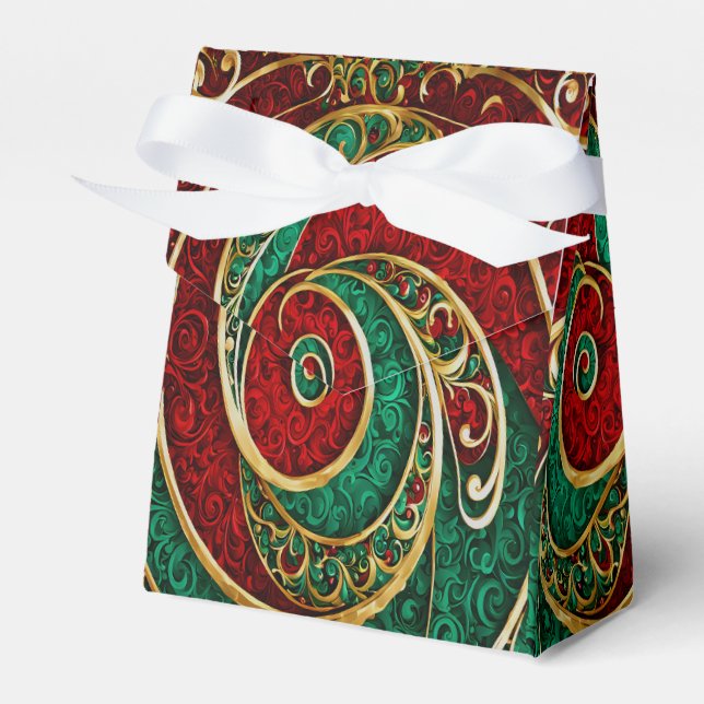 Red Gold Green Christmas Holiday Gift Box (Front Side)