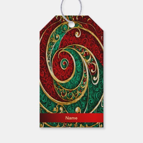 Red Gold Green Christmas Holiday Gift Tag
