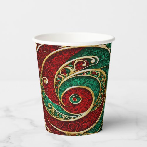 Red Gold Green Christmas Holiday Paper Cups