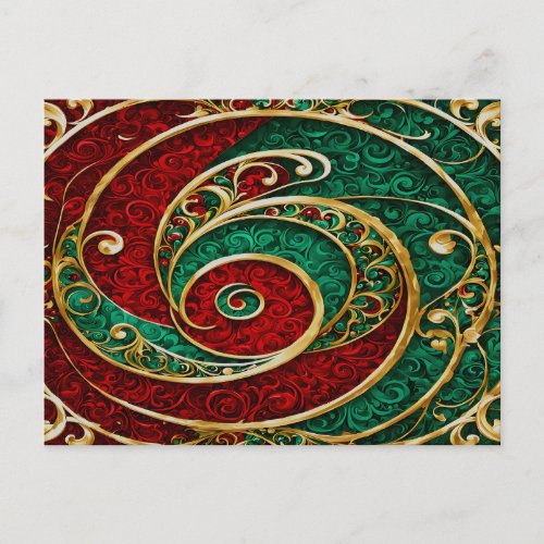 Red Gold Green Christmas Holiday Postcard