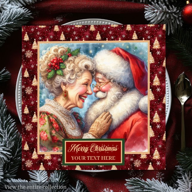 Red Gold Green Christmas Napkins Santa Couple (Red Gold Green Christmas Napkins Santa Couple)
