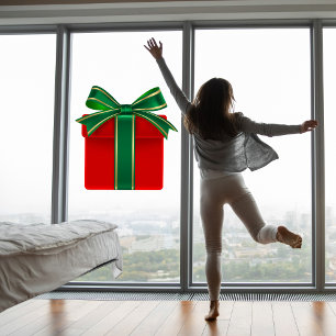 Red Gold & Green Christmas Present Window Cling