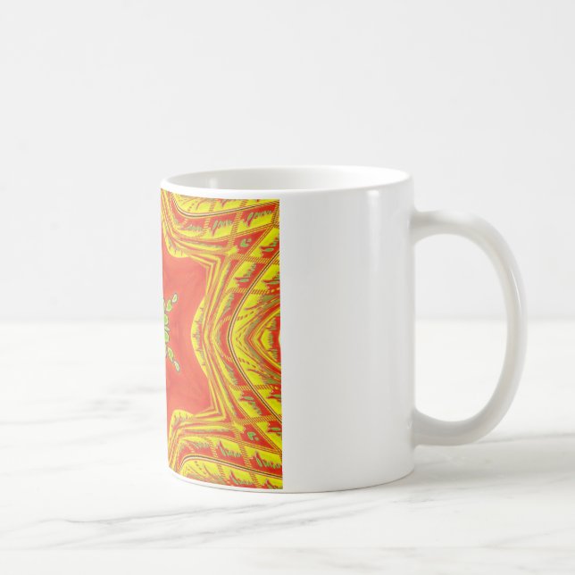 Red Gold Green Mandala Art Print Coffee Mug (Right)