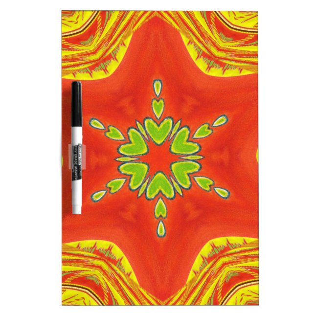 Red Gold Green Mandala Art Print Dry-Erase Board (Front)