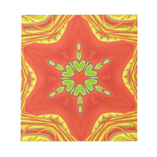 Red Gold Green Mandala Art Print Notepad (Front)