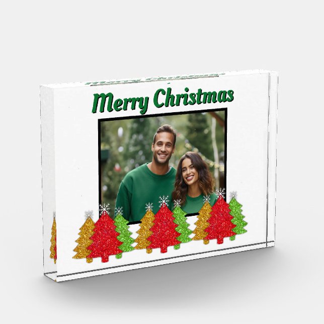 Red Gold green sparkle Christmas photo template Block (Left)