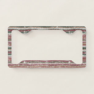 Red Gold Green White Pink Stripes Sparkle License Plate Frame