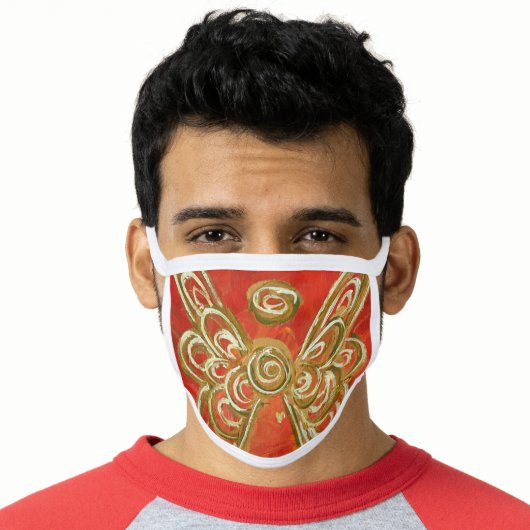 Red Gold Guardian Angel Art Custom Face Mask (Worn Him)