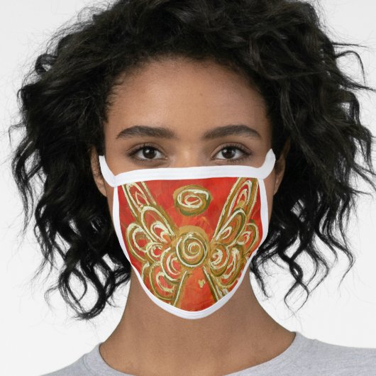 Red Gold Guardian Angel Art Custom Face Mask (Worn Her)