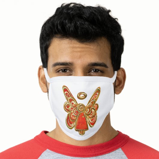 Red Gold Guardian Angel Art Custom Face Mask (Worn Him)
