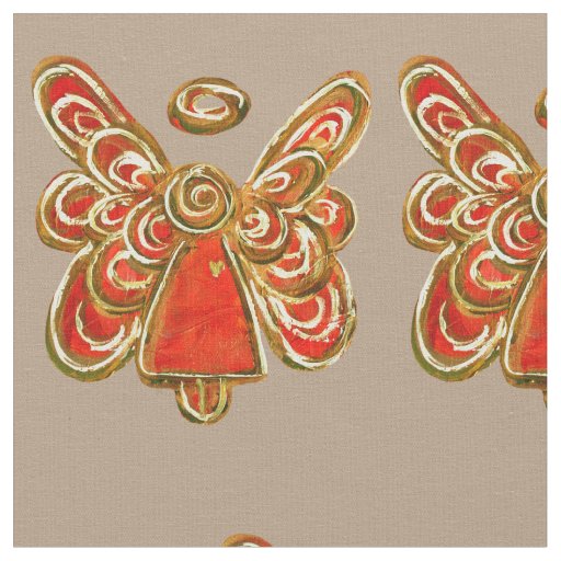 Red Gold Guardian Angel Art Fabric Material