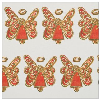 Red Gold Guardian Angel Art Fabric Material