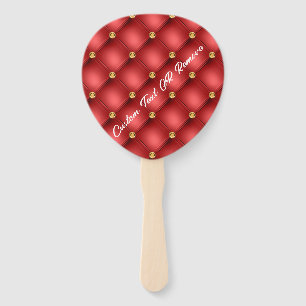 Red Gold Hand Fans with Custom Text