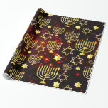 Red & Gold Hanukkah Menorah Wrapping Paper<br><div class="desc">In celebration of the Jewish festival of lights.</div>