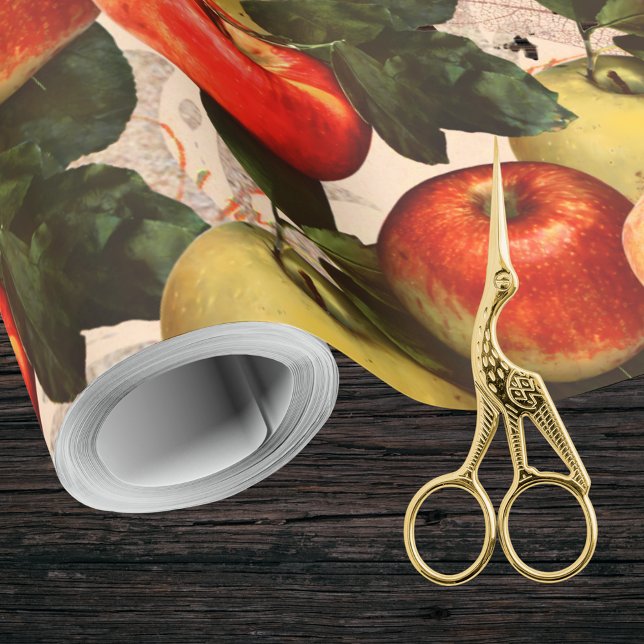 Red Gold Harvest Apple Pattern -Teacher Gift Idea Wrapping Paper (Creator Uploaded)