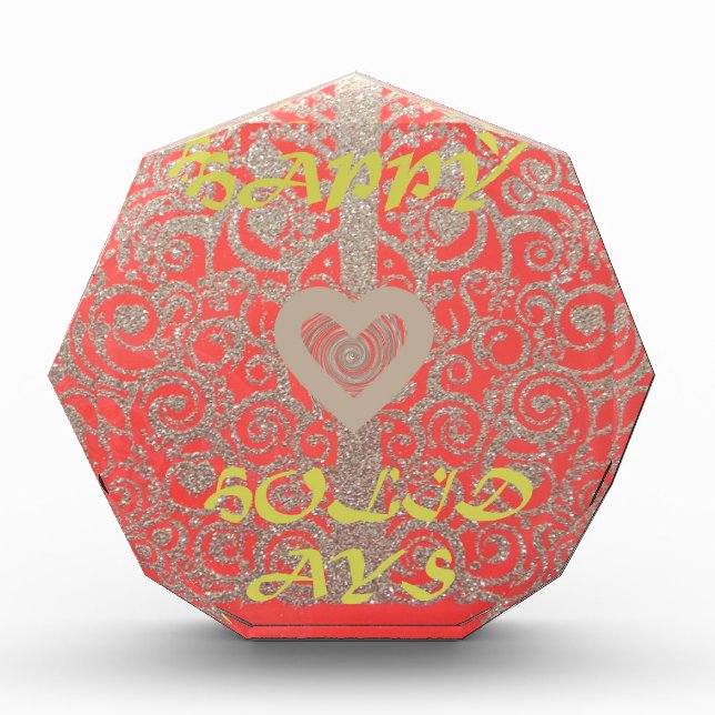 Red & Gold Heart Glitter: Luxurious Happy Christma Award (Front)