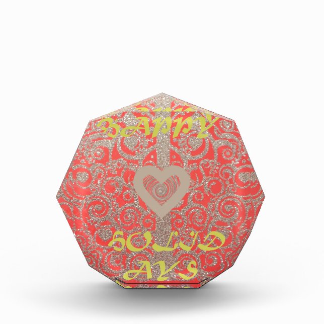 Red & Gold Heart Glitter: Luxurious Happy Christma Award (Front)