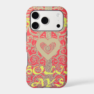 Red & Gold Heart Glitter: Luxurious Happy Christma iPhone 17 Pro Case