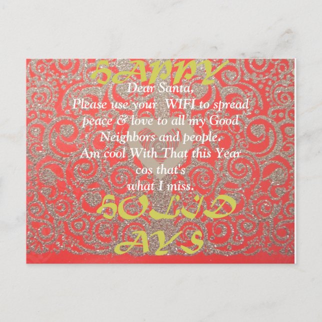Red & Gold Heart Glitter: Luxurious Happy Christma Holiday Postcard (Front)