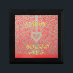 Red & Gold Heart Glitter: Luxurious Happy Christma Keepsake Box<br><div class="desc">Red & Gold Heart Glitter: Luxurious Happy Christmas Holiday Collection. Celebrate the season with opulent glamour and heartfelt elegance with the Red & Gold Heart Glitter Holiday Collection. This stunning design features intricate gold glitter swirls and a central heart motif against a rich red background, sending a truly luxe "Happy...</div>
