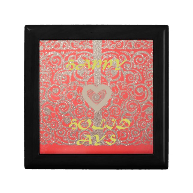 Red & Gold Heart Glitter: Luxurious Happy Christma Keepsake Box (Front)