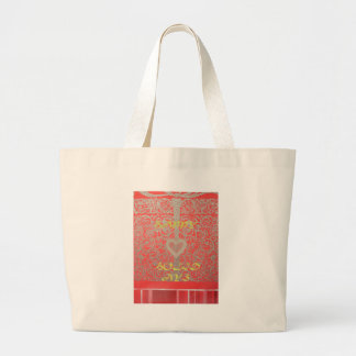 Red & Gold Heart Glitter: Luxurious Happy Christma Large Tote Bag