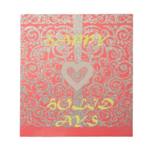 Red & Gold Heart Glitter: Luxurious Happy Christma Notepad